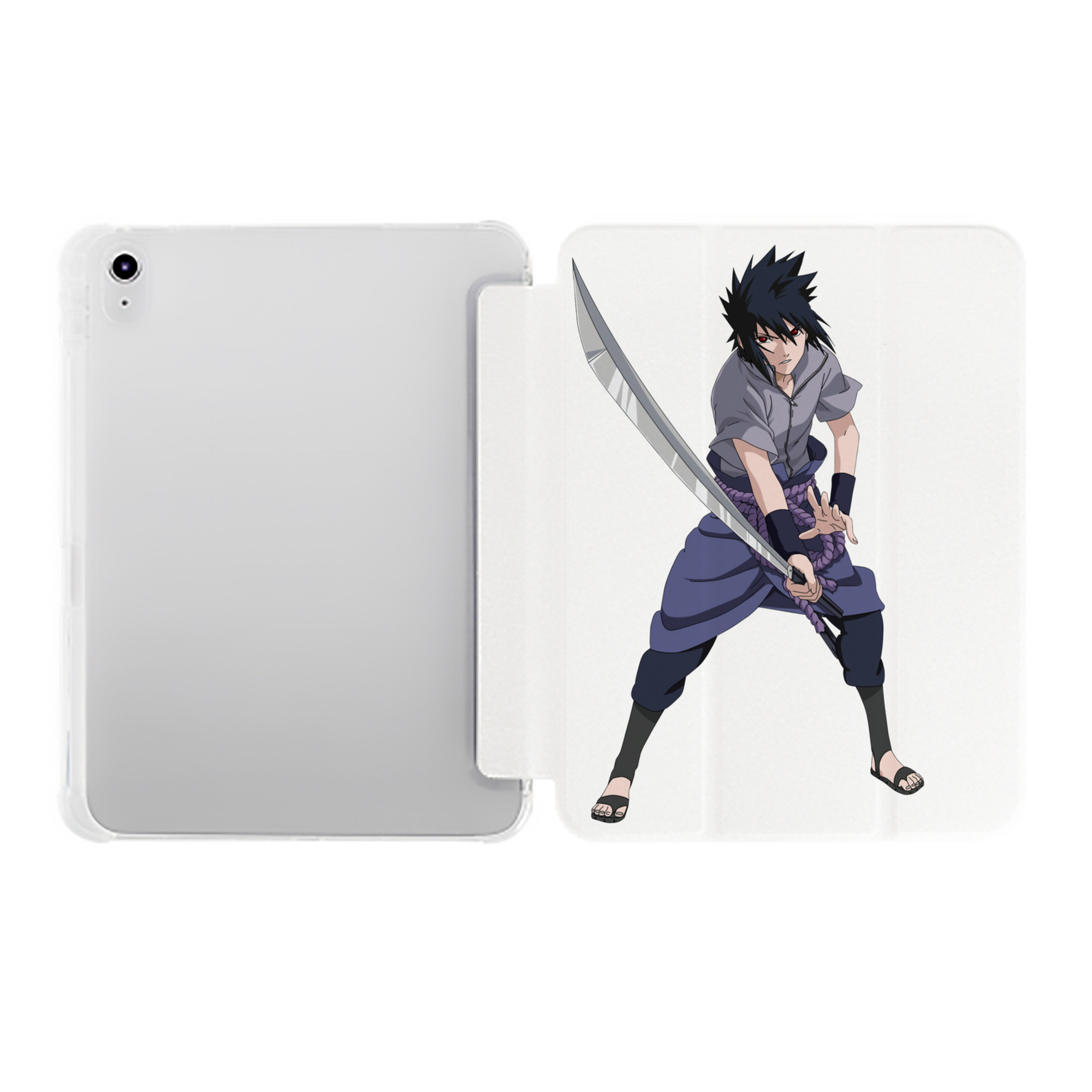 （画像用） NARUTO -ナルト- うちは サスケ Uchiha Sasuke IPad ケース ペン収納付き 三つ折りスタンド PUレザー×シリコン 対応機種9.5/10.5/10.9インチ